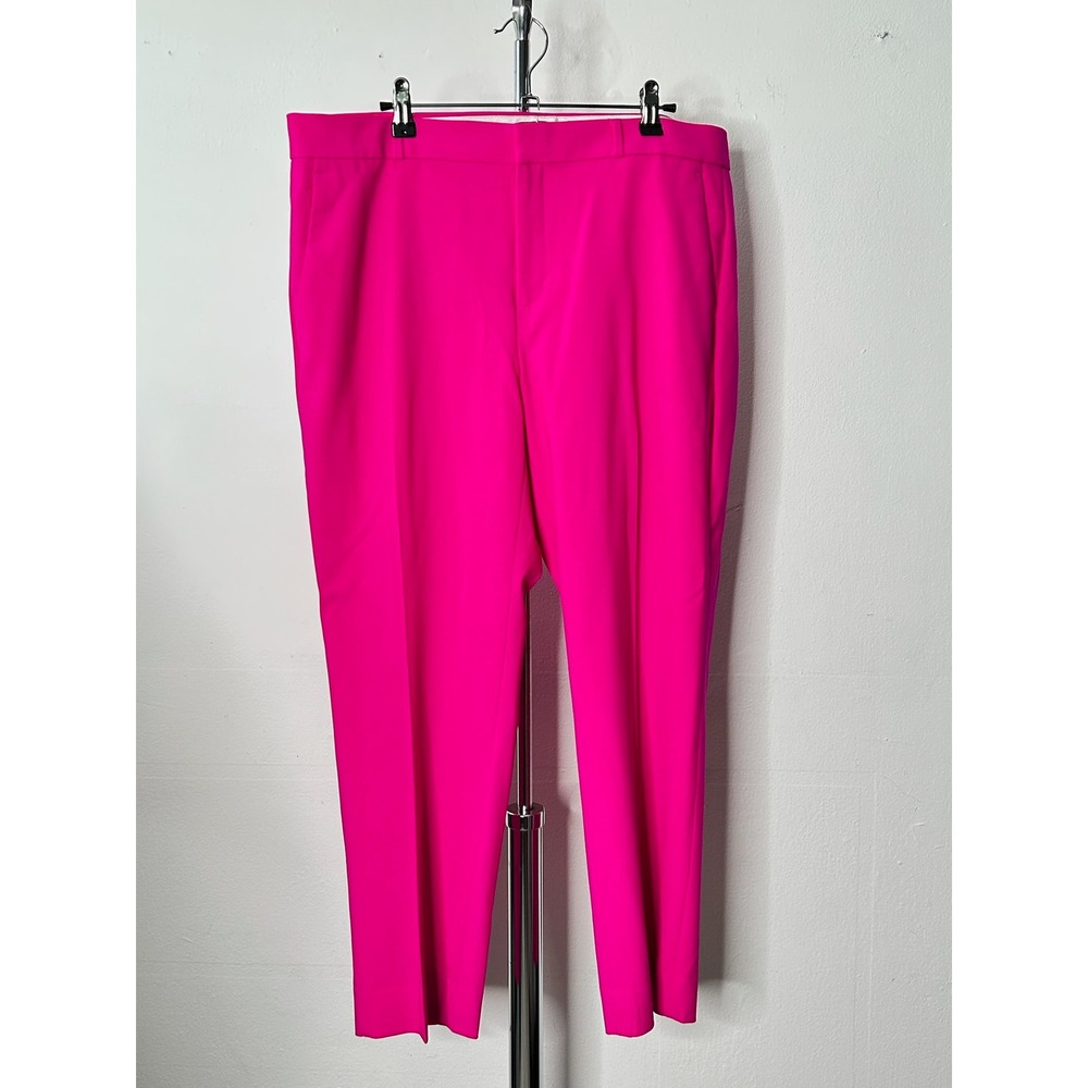 Banana Republic Avery Trousers Pop Pink Wool Blend Straight Cropped Pants 12